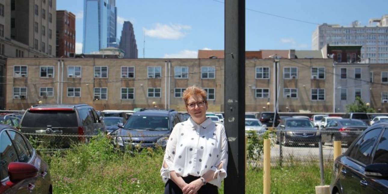 Jessica Hilburn-Holmes stands at EJC site